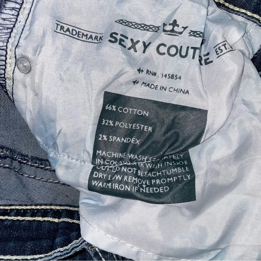 Sexy Couture Boot Cut Jeans Embroidered Back Pockets Dark Wash Size 3 Juniors